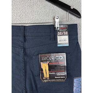 Iron Co. Patriot Pants Mens 32x32 Blue Classic Comfort Straight Leg Chino New